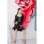 WT639Women's Sheer Mesh Cropped Shrug, Long Sleeve Open Front Latin Dance Cover‑Up for Practice & Performance