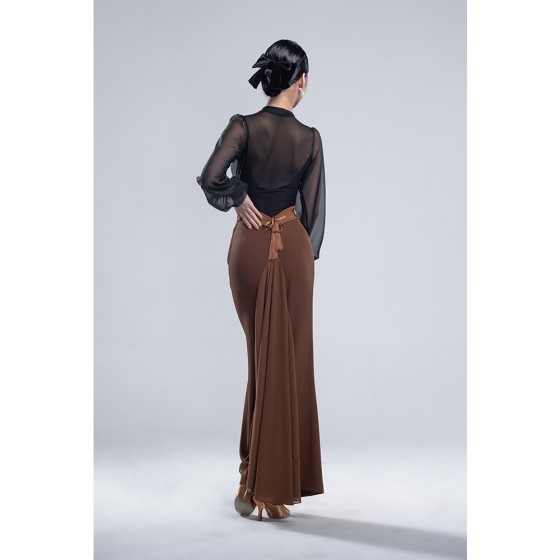 MT363Ladies Waltz V-Neck Sheer Long Sleeve Top