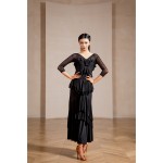 MY817Tiered Ruffle Flowy Waltz Tango Practice & Performance Gown