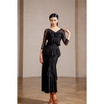MY817Tiered Ruffle Flowy Waltz Tango Practice & Performance Gown