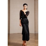 MY817Tiered Ruffle Flowy Waltz Tango Practice & Performance Gown