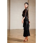 MY817Tiered Ruffle Flowy Waltz Tango Practice & Performance Gown
