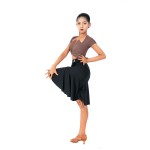 HSQ308-2Kids Asymmetrical Ruffle Latin Half Skirt