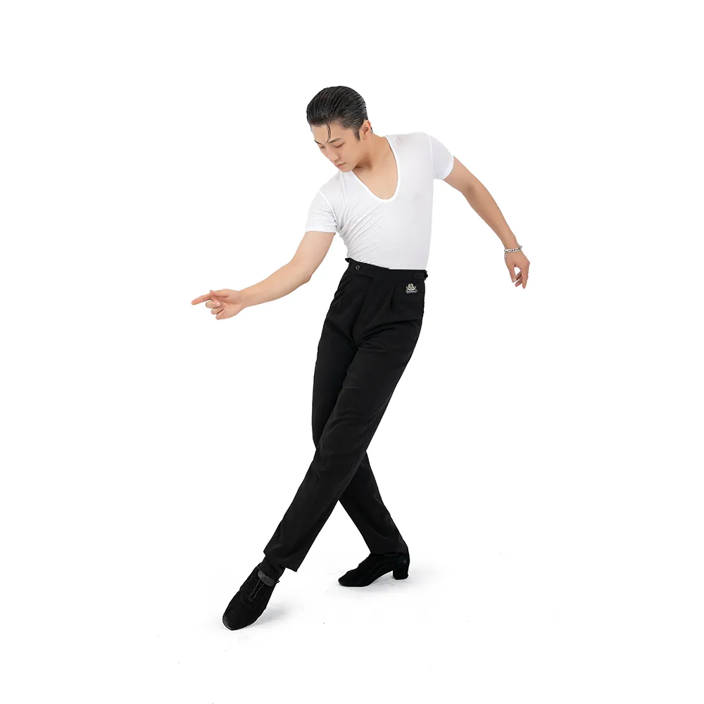 NK162Men Black Pleated  Latin Ballroom Dance Trousers  Competition Practice Pants